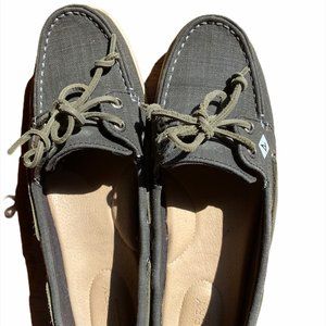 NWT Sperry Firefish Black Linen Boat Shoes